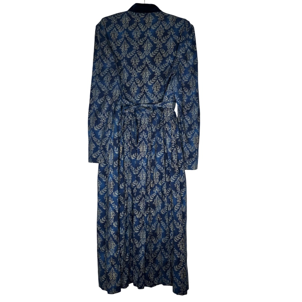 Vintage Karin Stevens Midi Dress 12 Blue Prairie Cottagecore Dark Academia Boho - Picture 3 of 11